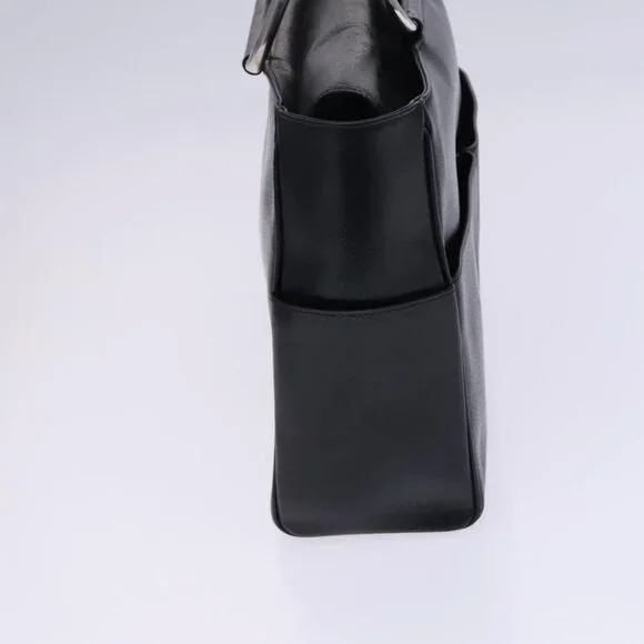 GUCCI Hand Bag Leather Metal Black Silver Auth Bags